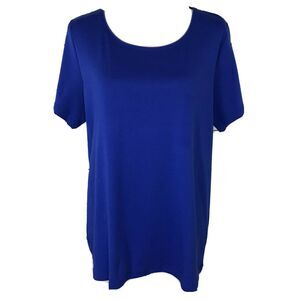 Karen Scott 0X-Large Top Scoop Neck Short Sleeve Stretch Blue Solid Womens New